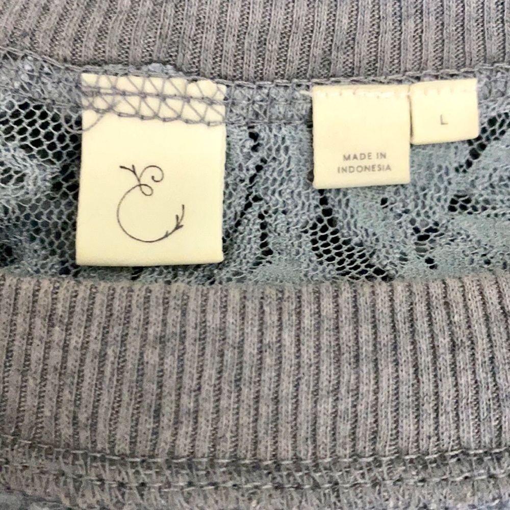 Anthropologie Eloise Brushed Lace Pullover Top L - Picture 10 of 15